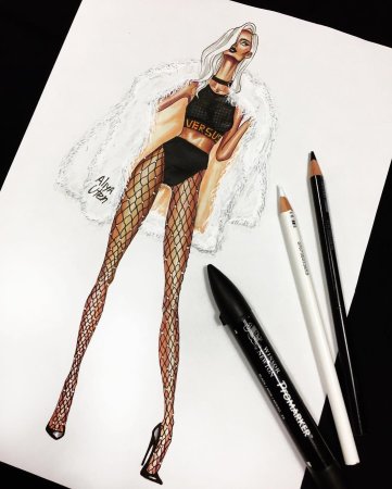 Фэшн иллюстрация маркерами