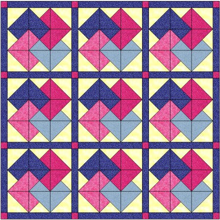 Пэчворк блок "змеиный клубок"