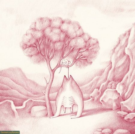 Фантастический пейзаж карандашом