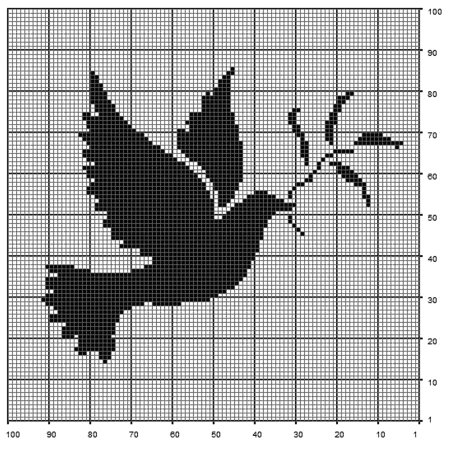 Вышивка крестом монохром птички