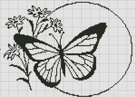 Вышивка крестом бабочки монохром
