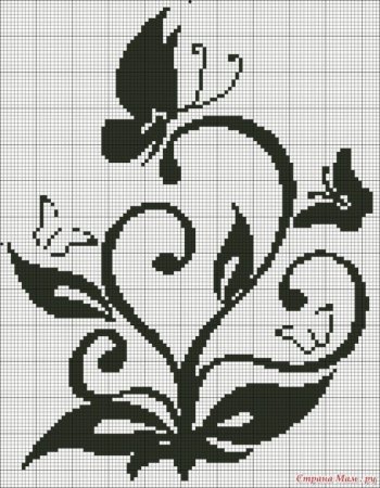 Вышивка крестом бабочки монохром