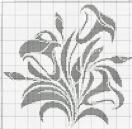 Монохромная вышивка цветов