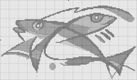 Вышивка крестом рыбки монохром