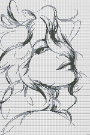 Вышивка монохром девушка