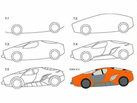 Поэтапный рисунок автомобиля