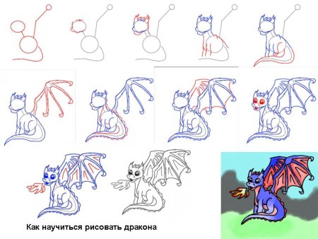 Дракон рисунок карандашом