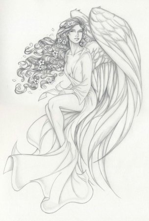 Рисунки ангелов карандашом
