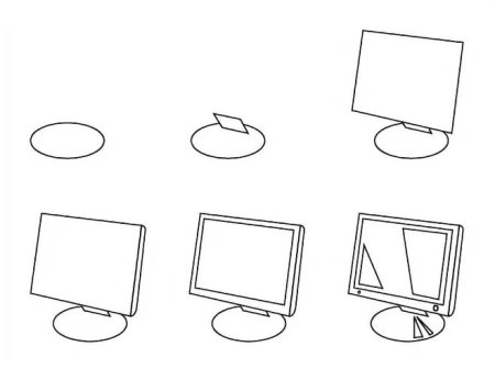 Нарисовать компьютер поэтапно