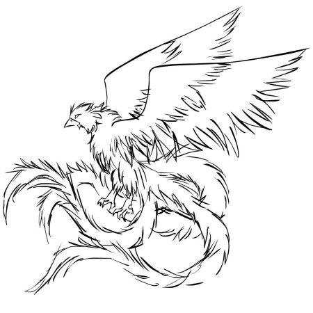 Птица Феникс разукрашка