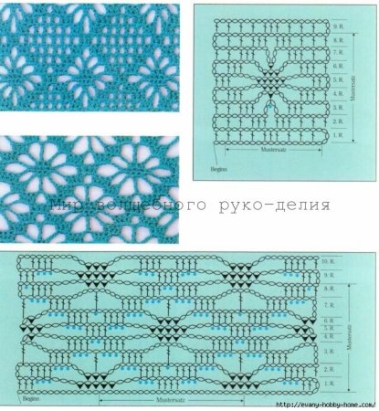 Красивые узоры крючком со схемами