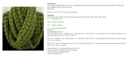 Узор спицами для снуда из толстой пряжи со схемами