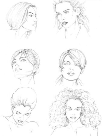 Женские прически скетч