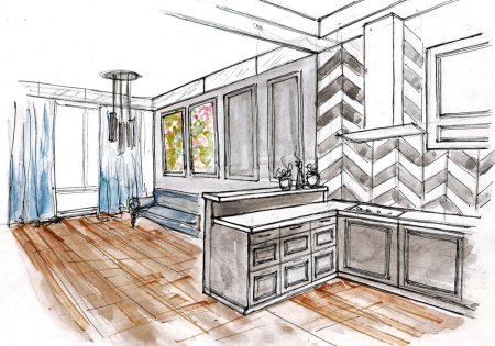 Интерьерный скетчинг маркерами