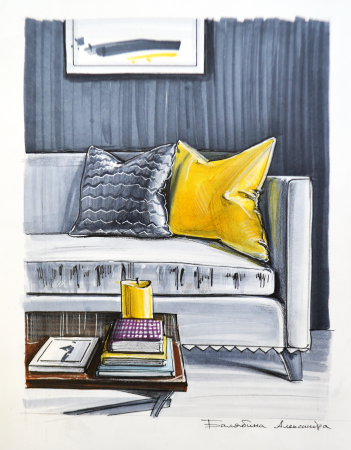 Интерьер карандашом