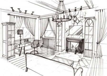 Дизайнерские эскизы интерьера