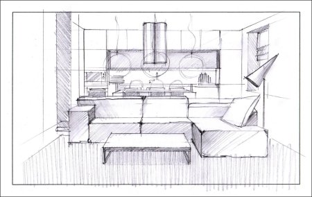 Гостиная карандашом