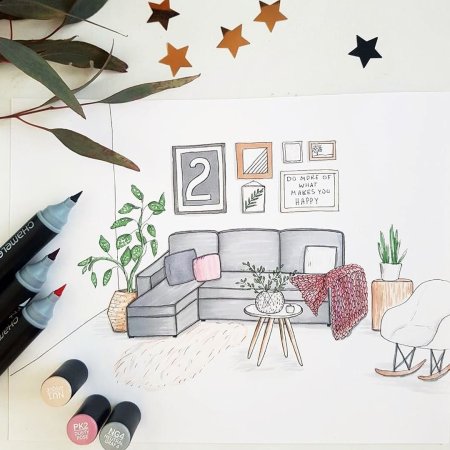 Дизайнерские эскизы интерьера