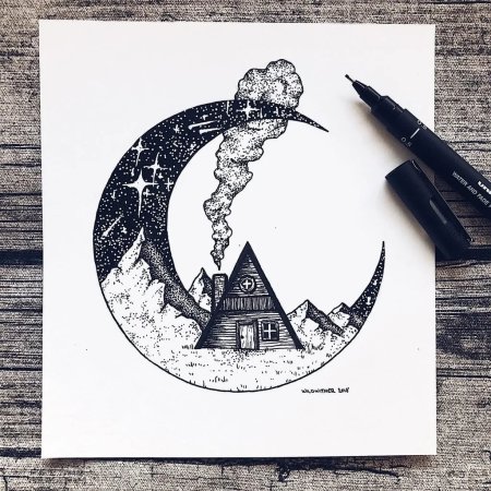 Рисунки чёрной гелевой ручкой