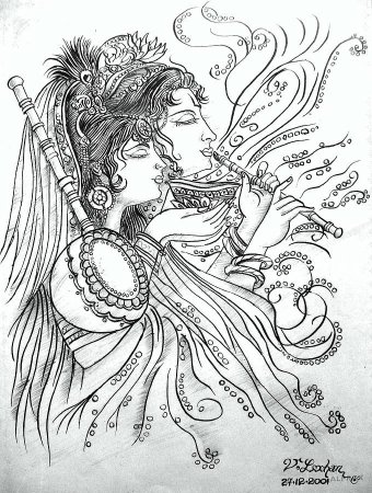 Радха карандашом