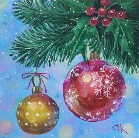 Новогодние открытки акрилом