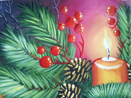 Новогодняя композиция гуашью