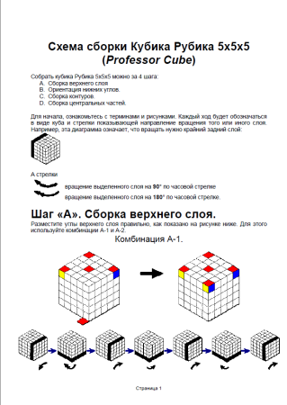 Схема сборки кубика Рубика 3х3