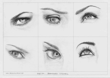 Глаза с разных ракурсов карандашом