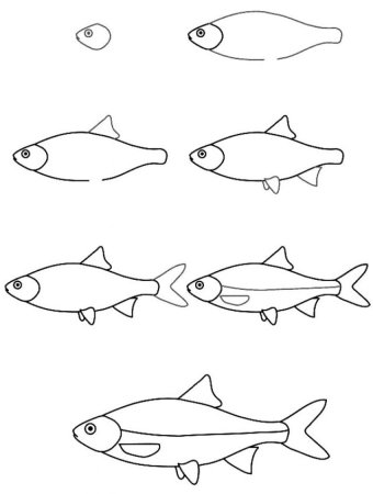 Рыбка рисунок карандашом