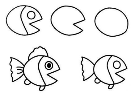 Рыба рисунок для детей карандашом