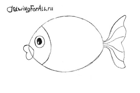 Поэтапное рисование рыбы для детей