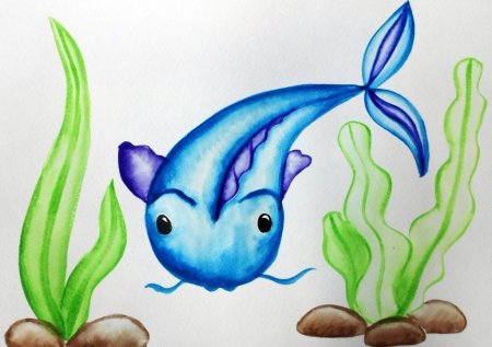 Схема рисования рыбки для детей 4-5 лет