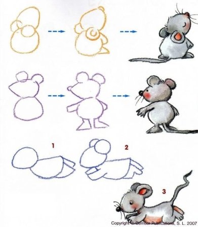 Как нарисовать мышку поэтапно легко