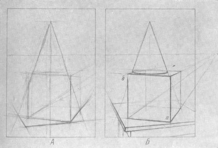 Натюрморт из геометрических тел (построение, перспектива)