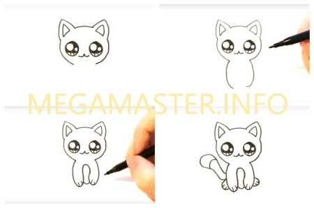 Как нарисовать котёнка поэтапно