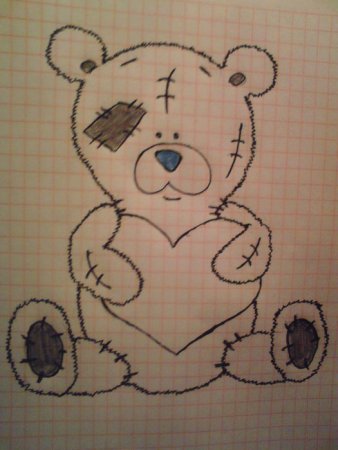 Рисунки по клеточкам мишка с сердечком