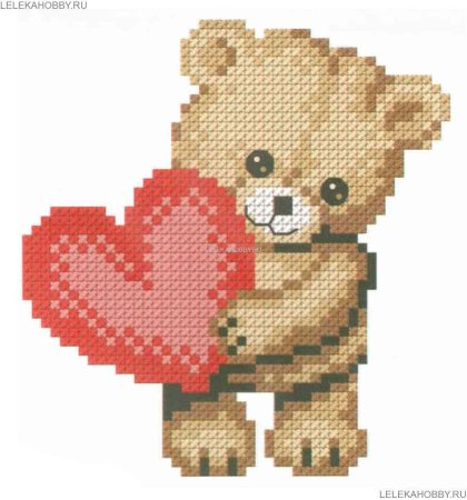 Вышивка мишка с сердечком