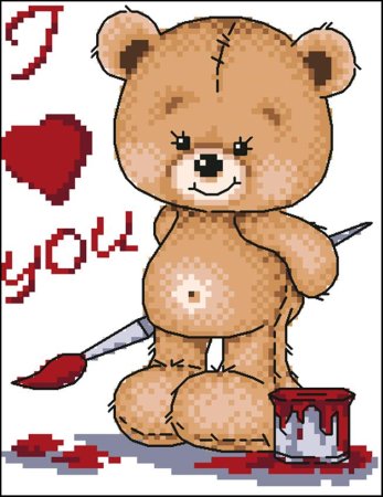 Рисунки по клеточкам медвежонок с сердечком (45 фото)
