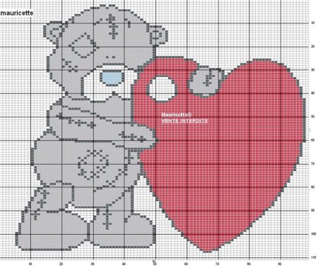 Вышивка мишка с сердечком