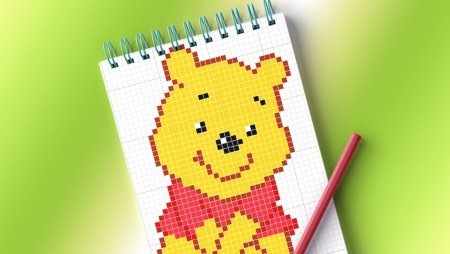 Рисование по клеточкам Винни пух