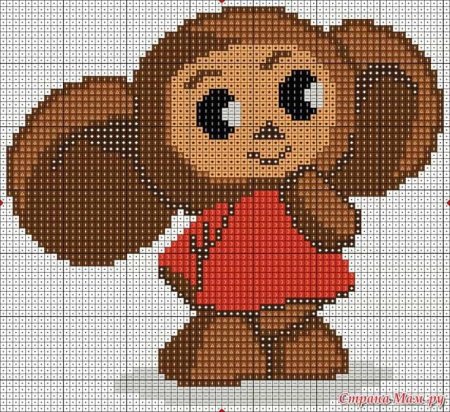 Вышивка крестиком Чебурашка
