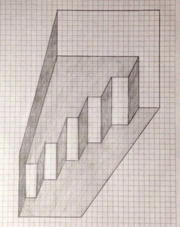 Иллюзия на бумаге в клетку