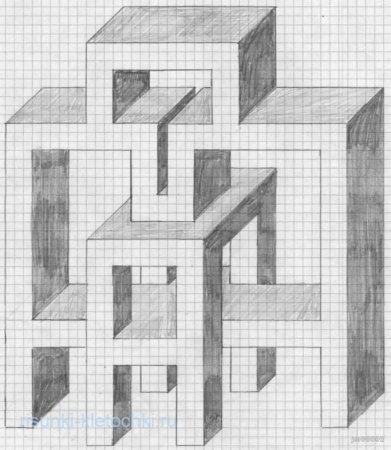 Рисунки в клеточку в тетради