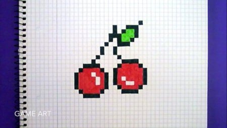 Рисование по клеточкам в тетради вишня