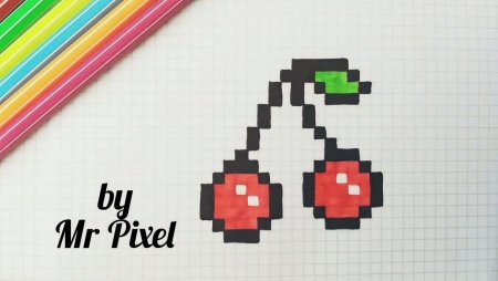 Рисование по клеточкам вишня