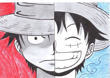 Луффи в манге для срисовки
