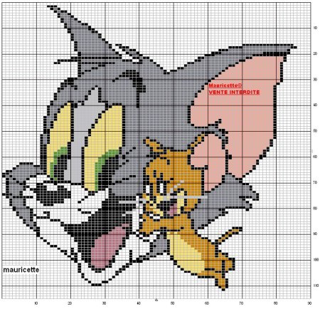 Вышивка крестом том и Джерри схемы