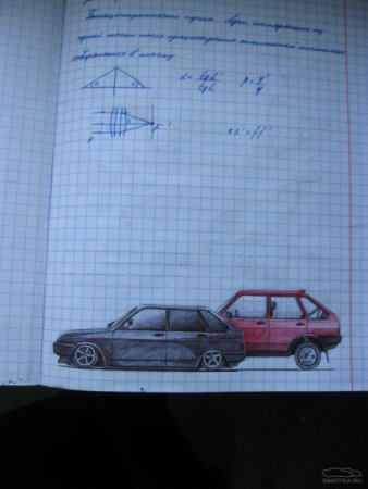 Машины в тетради в клетку