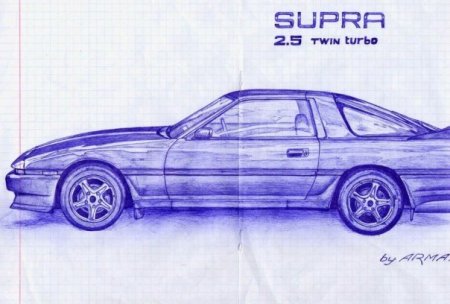 Машина рисунок карандашом на тетради в клетку