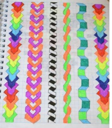 Узоры косички по клеточкам в тетради